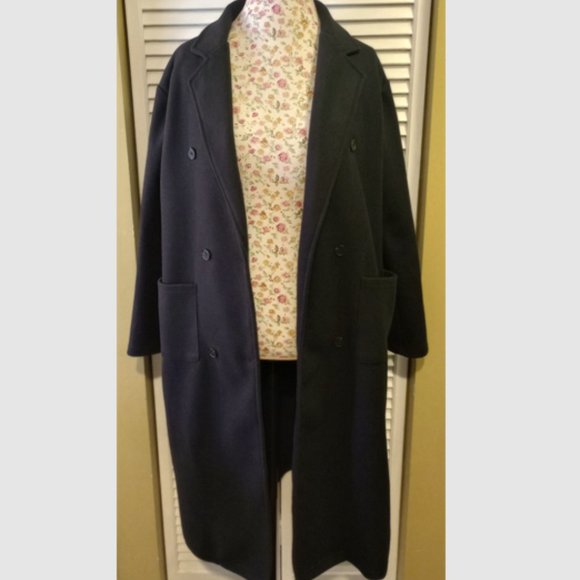 DAZY Black Lapel-Collar Drop-Shoulder Double-Breasted Overcoat, Size M - Picture 4 of 4